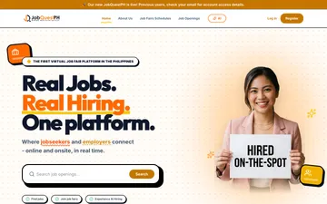 JobQuest.ph public homepage: Real Jobs. Real Hiring. One platform.