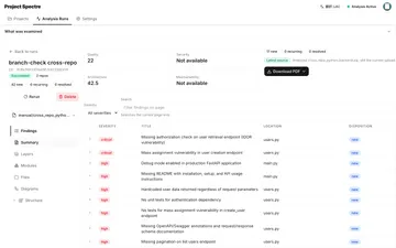 Spectre findings for a cross-repository demo run, local build